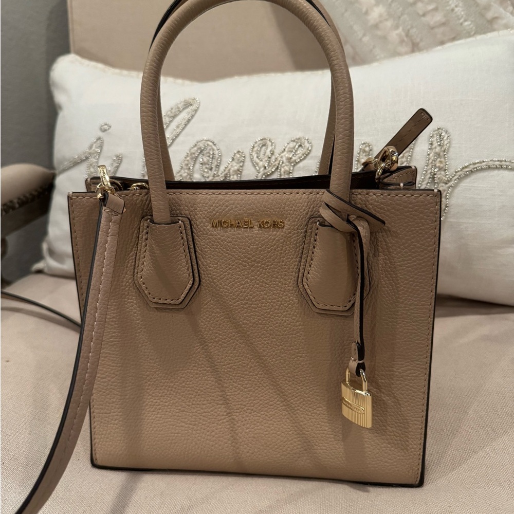 Michael Kors Beige Mini Bag with Gold Accents